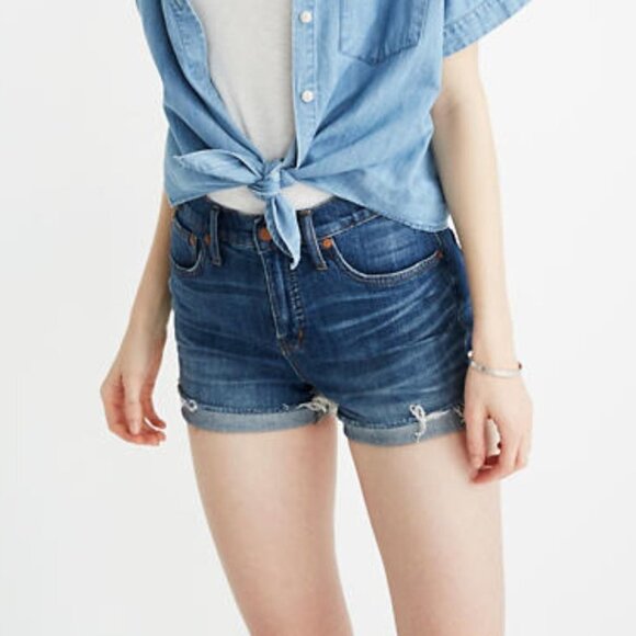 MADEWELL High-Rise Denim Shorts in Glenoaks  Wash: Cutoff Edition Size 26 - Picture 1 of 8